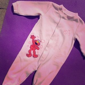 Pink velour Elmo footies